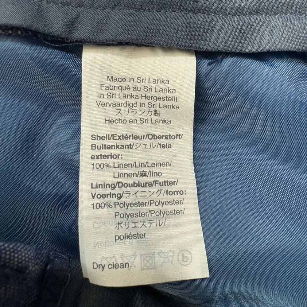 J.Crew Thompson Dress Pants Mens 33x30 Blue White 100% Linen Flat Front Trousers